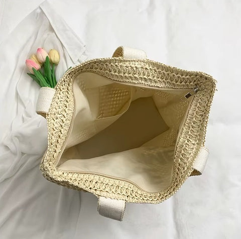 New Hot Letter Straw Woven Shoulder Tote Bags CODE: KAR4507