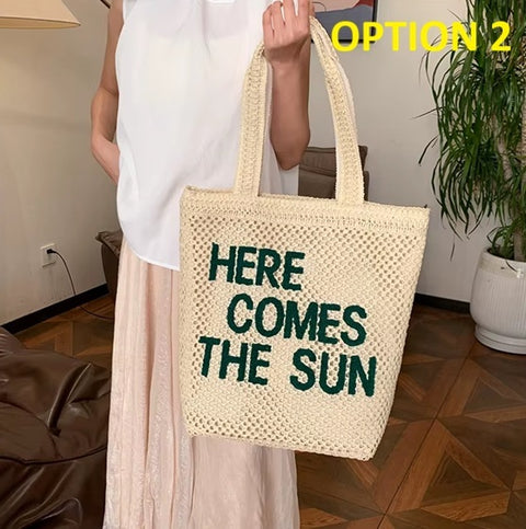 New Hot Letter Straw Woven Shoulder Tote Bags CODE: KAR4507