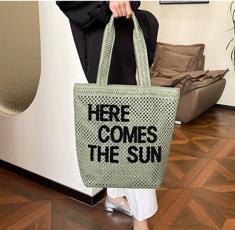 New Hot Letter Straw Woven Shoulder Tote Bags CODE: KAR4507