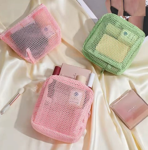 New Square Mesh Portable Storage Bag with Zipper CODE: KAR4510