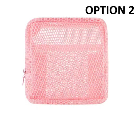 New Square Mesh Portable Storage Bag with Zipper CODE: KAR4510