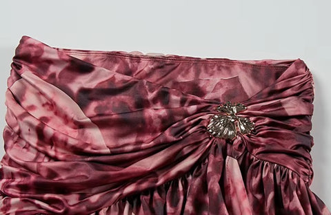 New Printed Sexy Off-Shoulder Crop Top And Split Skirt 2 Pieces Set CODE: KAR4511