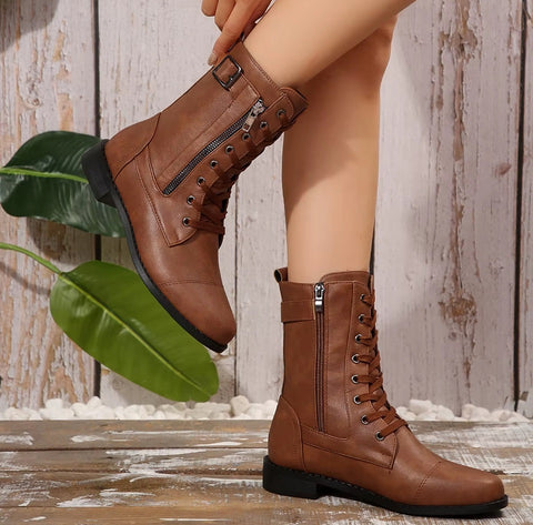 New Thick Heel Round Toe Straps  Ankle Boots CODE: KAR4516