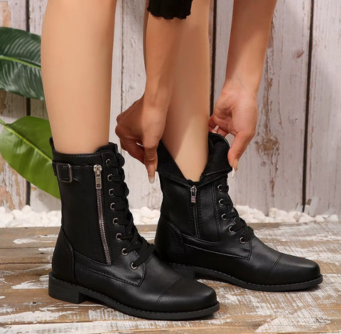 New Thick Heel Round Toe Straps  Ankle Boots CODE: KAR4516