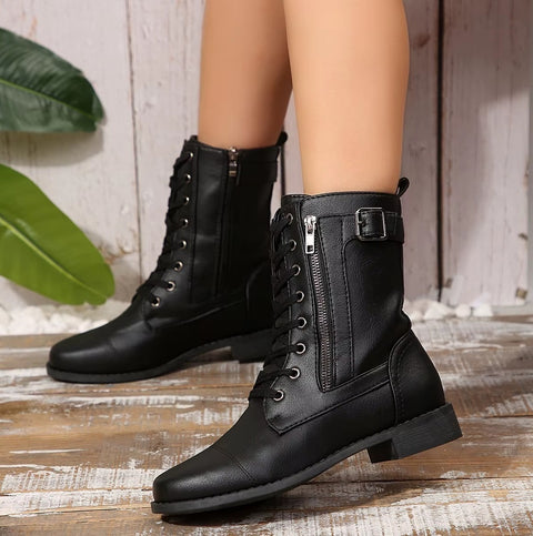New Thick Heel Round Toe Straps  Ankle Boots CODE: KAR4516