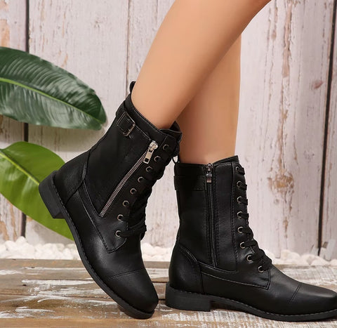New Thick Heel Round Toe Straps  Ankle Boots CODE: KAR4516