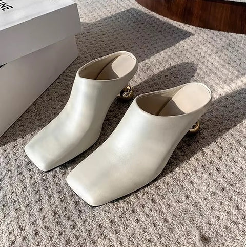 New Fashion Square Toe Special-shaped Heel Mules CODE: KAR4517