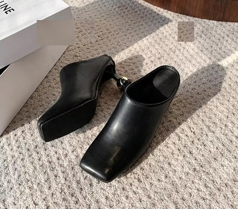 New Fashion Square Toe Special-shaped Heel Mules CODE: KAR4517