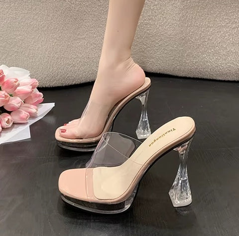 New Crystal Platforms Outdoor Square Toe Plus Size Slide Sandal CODE: KAR4520