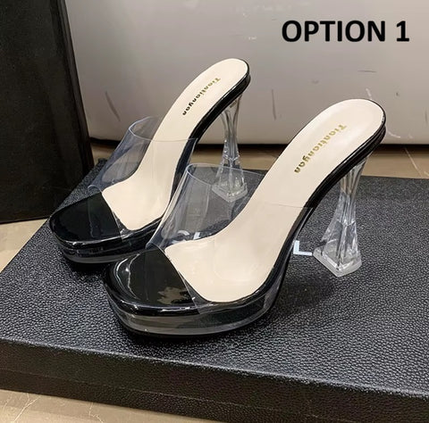 New Crystal Platforms Outdoor Square Toe Plus Size Slide Sandal CODE: KAR4520