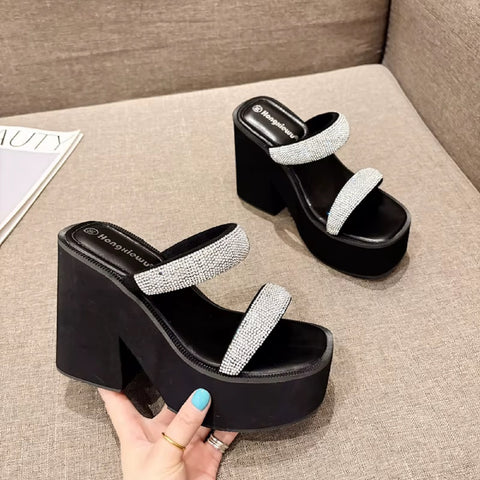 New Fashion Crystals Belt Chunky Platform High Heels CODE: KAR4523