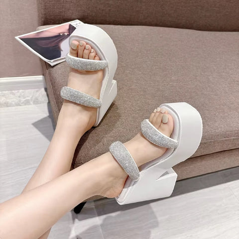 New Fashion Crystals Belt Chunky Platform High Heels CODE: KAR4523