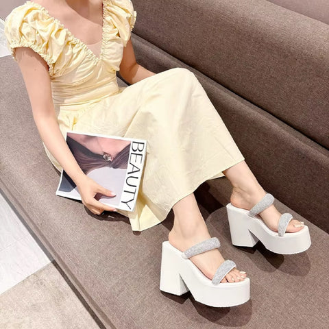 New Fashion Crystals Belt Chunky Platform High Heels CODE: KAR4523