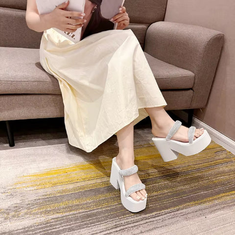 New Fashion Crystals Belt Chunky Platform High Heels CODE: KAR4523