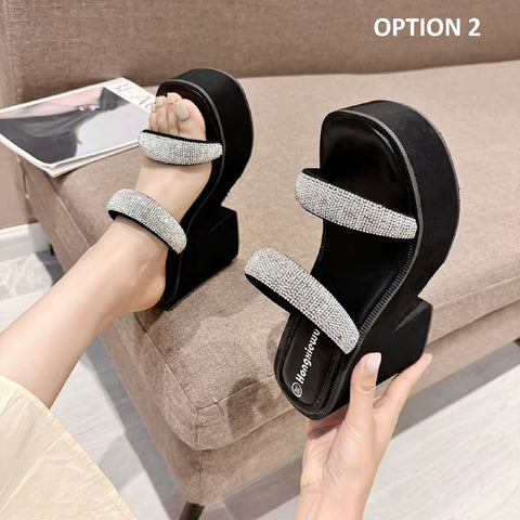 New Fashion Crystals Belt Chunky Platform High Heels CODE: KAR4523