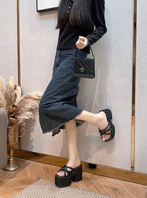 New Chunky High Heel Summer Trendy Platform Sandals CODE: KAR4524