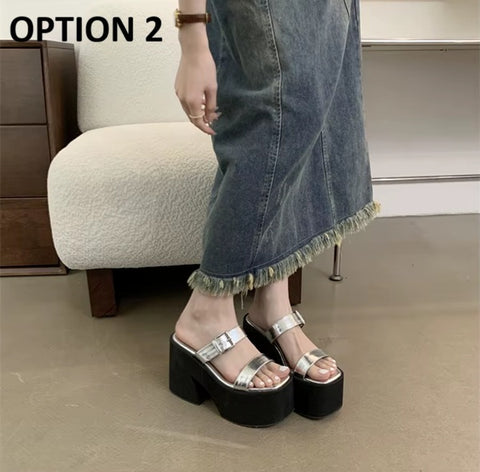 New Thick Bottom Belt Buckle Fashion High-heeled Sandals CODE: KAR4525