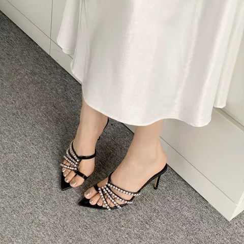 New Rhinestone Pointed End Commuting Fashion Heels CODE: KAR4532