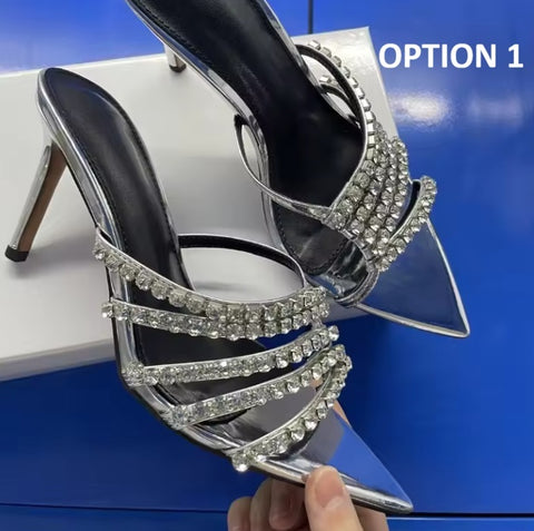 New Rhinestone Pointed End Commuting Fashion Heels CODE: KAR4532