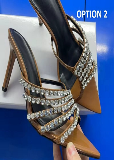 New Rhinestone Pointed End Commuting Fashion Heels CODE: KAR4532