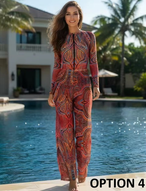 New Long Sleeve with Zip Front Leggings Swimwear CODE: KAR4541