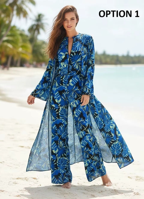 New Floral Long Sleeve Three Piece Swimsuit CODE: KAR4542