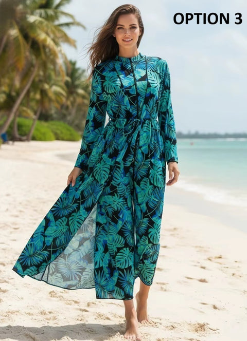 New Floral Long Sleeve Three Piece Swimsuit CODE: KAR4542