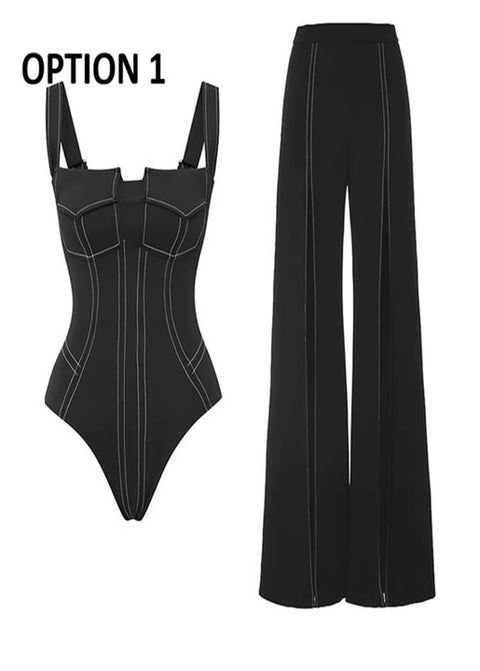 New One Piece with Slit Pan Elegant Swimsuit CODE: KAR4543