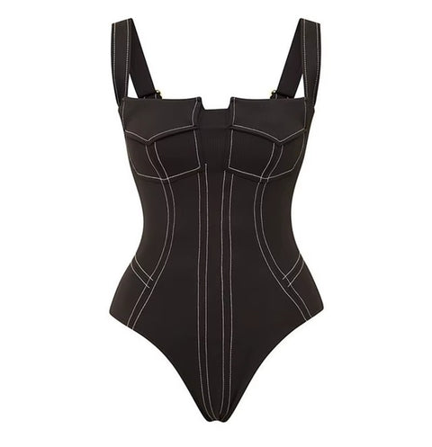 New One Piece with Slit Pan Elegant Swimsuit CODE: KAR4543