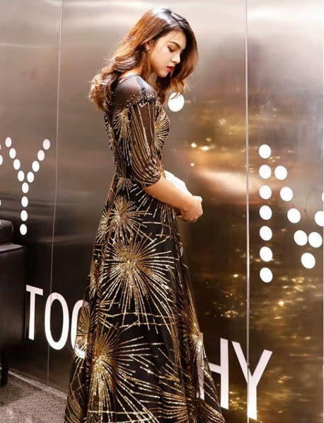 New O-Neck Floor-Length Long Party Gown CODE: KAR4551