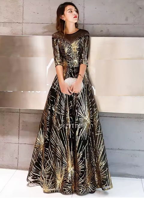 New O-Neck Floor-Length Long Party Gown CODE: KAR4551