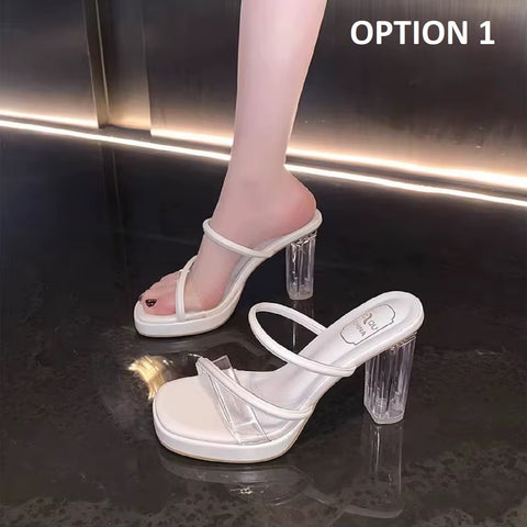 New Transparent Square-Heel Jelly Mules CODE: KAR4567