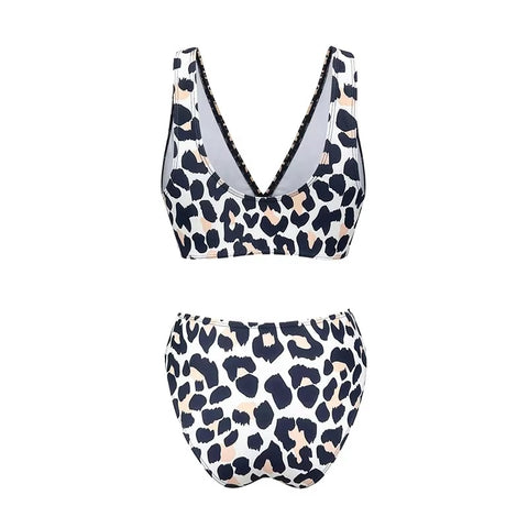 New Leopard Print Sexy Gathering Swimsuit Two-piece Set CODE: KAR4572