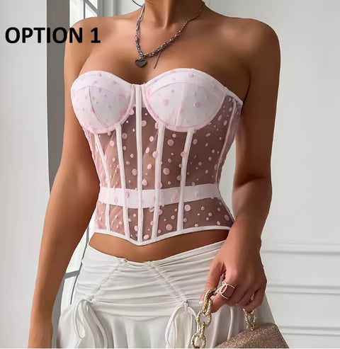 New Dot Mesh Corset Bras Tank Top CODE: KAR4576