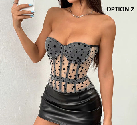 New Dot Mesh Corset Bras Tank Top CODE: KAR4576