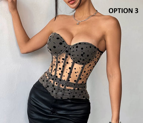 New Dot Mesh Corset Bras Tank Top CODE: KAR4576