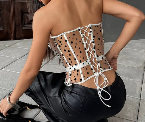 New Dot Mesh Corset Bras Tank Top CODE: KAR4576