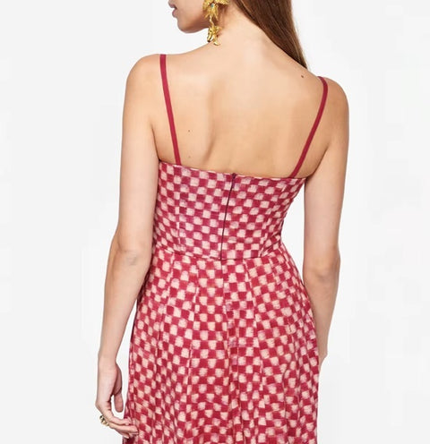 New board Print Ruffles Trim Flowy Strap Maxi Long Dress CODE: KAR4583