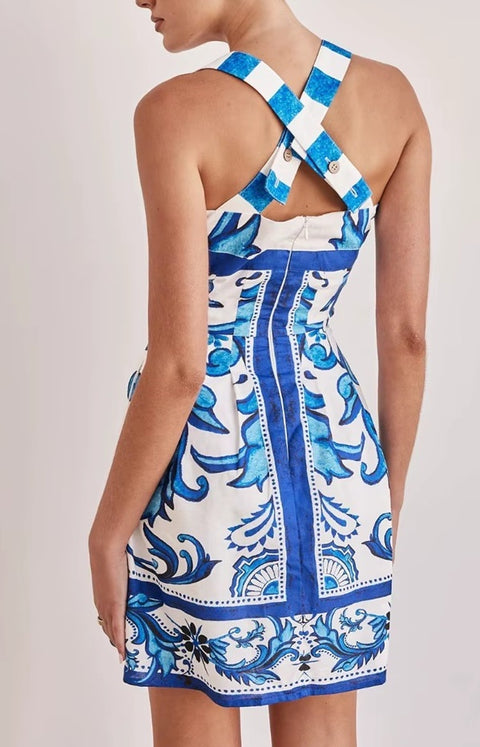 New Sexy Printed Casual Blackless Short Dress CODE: KAR4590