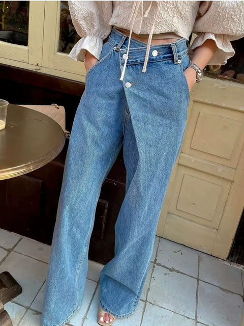 New Irregular Design High Waisted Fashion Jeans Pant CODE: KAR4592