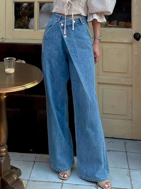 New Irregular Design High Waisted Fashion Jeans Pant CODE: KAR4592