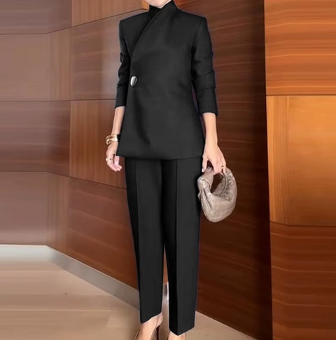 New V-neck Blazer Casual Coat & Pant 2 Piece Set CODE: KAR4597