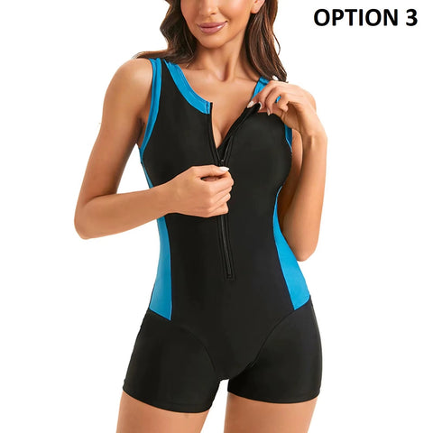 New Zipper Sleeveless Slim Swimsuit CODE: KAR4598