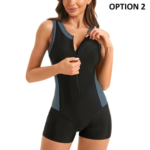 New Zipper Sleeveless Slim Swimsuit CODE: KAR4598
