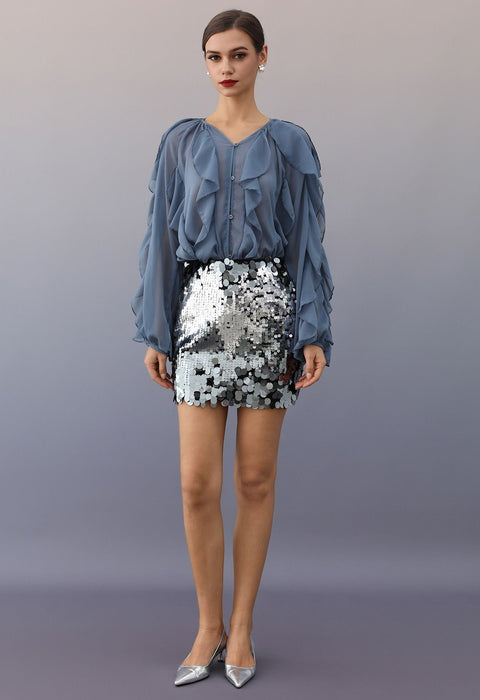 New Fashion Gradient Sequined High Waist Short Skirt CODE: KAR4600