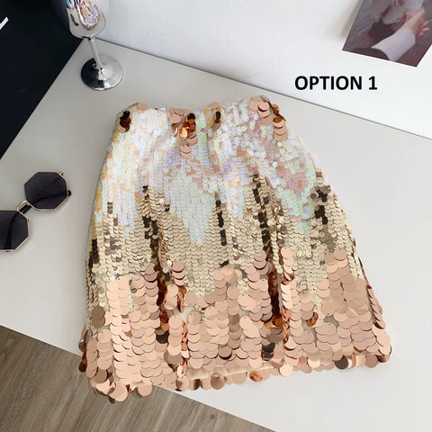 New Fashion Gradient Sequined High Waist Short Skirt CODE: KAR4600