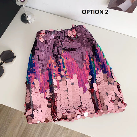 New Fashion Gradient Sequined High Waist Short Skirt CODE: KAR4600