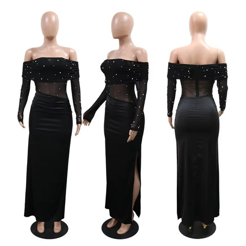 New Sexy Strapless Side Slit Design Long Dress CODE: KAR4604