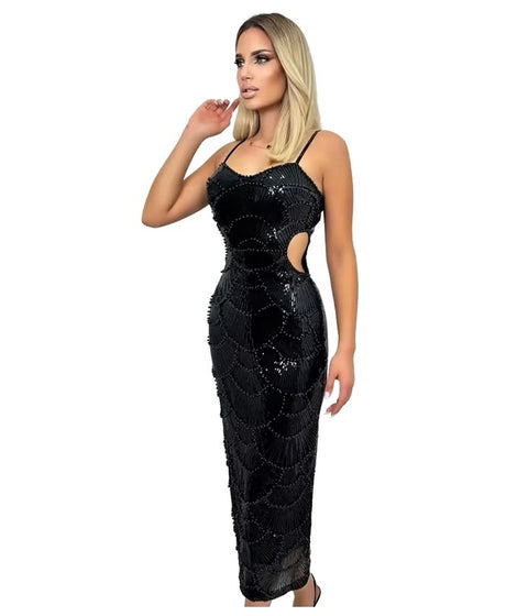 New V Neck Sleeveless Pullover Hollow Sexy Long Dress CODE: KAR4607