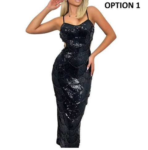 New V Neck Sleeveless Pullover Hollow Sexy Long Dress CODE: KAR4607
